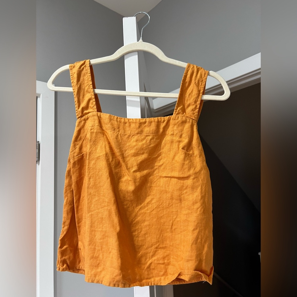 Women's Sleeveless Square Neck Tank Top - Orange